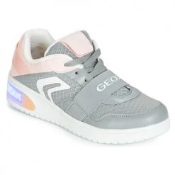 Chaussures Fille Baskets montantes Geox J XLED GIRL Gris / Rose / LED