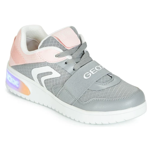 Chaussures Fille Baskets montantes Geox J XLED GIRL Gris / Rose / LED 1 Chaussures Fille Baskets montantes Geox J XLED GIRL Gris / Rose / LED