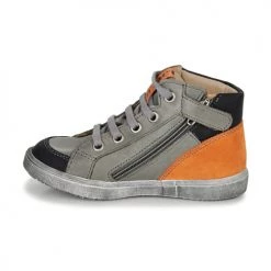Chaussures Garçon Baskets montantes GBB ANGELITO GRis / Orange -Baskets mode Soldes 15084020 500 D