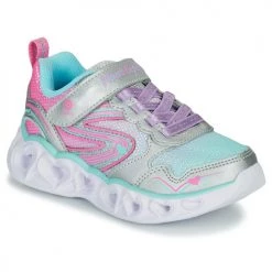 Chaussures Fille Baskets basses Skechers HEART LIGHTS Argenté / Rose / LED