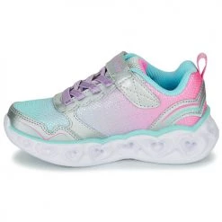 Chaussures Fille Baskets basses Skechers HEART LIGHTS Argenté / Rose / LED -Baskets mode Soldes 15129472 500 D