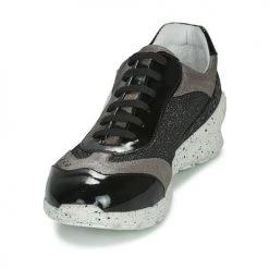 Chaussures Fille Baskets basses Ikks FIONA Noir / Argenté -Baskets mode Soldes 15331018 500 C