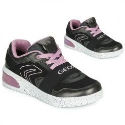 Chaussures Fille Baskets montantes Geox J XLED GIRL Noir / Rose / LED