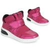 Chaussures Fille Baskets montantes Geox J XLED GIRL Rose Fuchsia / Noir / LED
