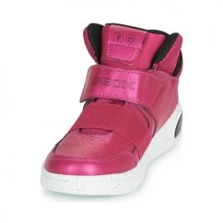 Chaussures Fille Baskets montantes Geox J XLED GIRL Rose Fuchsia / Noir / LED -Baskets mode Soldes 15472475 500 C