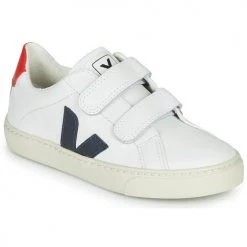 Chaussures Garçon Baskets basses Veja SMALL ESPLAR VELCRO Blanc / Bleu / Rouge