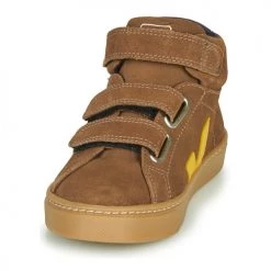 Chaussures Enfant Baskets montantes Veja SMALL-ESPLAR-MID Marron / Jaune -Baskets mode Soldes 17111405 500 C