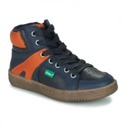 Chaussures Garçon Baskets montantes Kickers Lowell Marine/ Orange