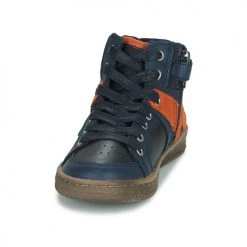 Chaussures Garçon Baskets montantes Kickers Lowell Marine/ Orange -Baskets mode Soldes 17844953 500 C