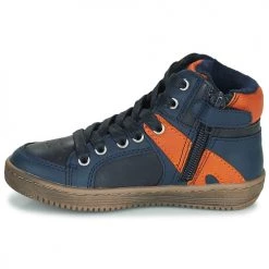 Chaussures Garçon Baskets montantes Kickers Lowell Marine/ Orange -Baskets mode Soldes 17844953 500 D