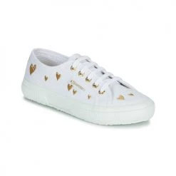 Chaussures Enfant Baskets basses Superga 2750 COTJEMBROIDERY LAMEHEARTS Blanc / Doré