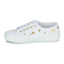 Chaussures Enfant Baskets basses Superga 2750 COTJEMBROIDERY LAMEHEARTS Blanc / Doré -Baskets mode Soldes 18674403 500 D