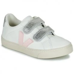 Chaussures Fille Baskets basses Veja SMALL ESPLAR VELCRO Blanc / Doré