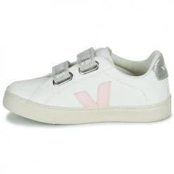 Chaussures Fille Baskets basses Veja SMALL ESPLAR VELCRO Blanc / Doré -Baskets mode Soldes 18703547 500 D