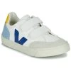 Chaussures Garçon Baskets basses Veja SMALL V-12 VELCRO Blanc / Bleu