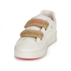 Chaussures Fille Baskets basses Geox SKYLIN GIRL Blanc / Doré / Léopard -Baskets mode Soldes 18764298 500 C