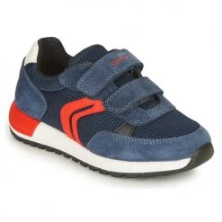 Chaussures Garçon Baskets basses Geox ALBEN BOY Marine / Rouge
