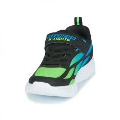 Chaussures Garçon Baskets basses Skechers FLEX-GLOW Noir / Bleu / Vert -Baskets mode Soldes 18800024 500 C
