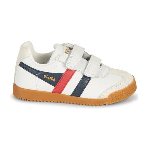 Chaussures Enfant Baskets basses Gola HARRIER LEATHER VELCRO Blanc / Marine / Rouge 2 Chaussures Enfant Baskets basses Gola HARRIER LEATHER VELCRO Blanc / Marine / Rouge – Image 2