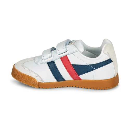 Chaussures Enfant Baskets basses Gola HARRIER LEATHER VELCRO Blanc / Marine / Rouge 4 Chaussures Enfant Baskets basses Gola HARRIER LEATHER VELCRO Blanc / Marine / Rouge – Image 4