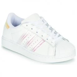 Chaussures Fille Baskets basses adidas Originals SUPERSTAR C Blanc / Iridescent