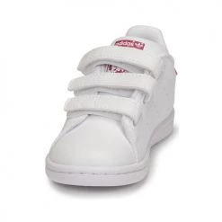 Chaussures Fille Baskets basses adidas Originals STAN SMITH CF I Blanc / Rose -Baskets mode Soldes 18898708 500 C
