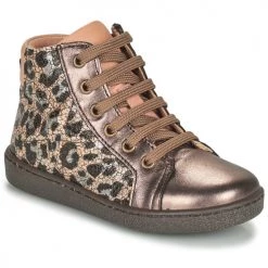 Chaussures Fille Baskets montantes Bisgaard GAIA Léopard / Doré
