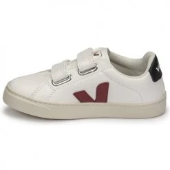 Chaussures Enfant Baskets basses Veja SMALL ESPLAR VELCRO Blanc / Bordeaux -Baskets mode Soldes 19816241 500 D
