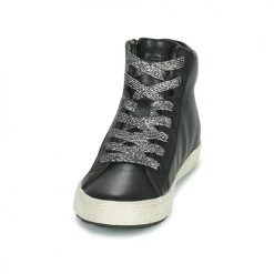 Chaussures Fille Baskets montantes Geox KALISPERA Noir / Argent -Baskets mode Soldes 19841089 500 C