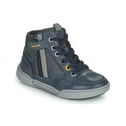 Chaussures Garçon Baskets montantes Geox POSEIDO Marine / Vert