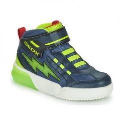 Chaussures Garçon Baskets montantes Geox GRAYJAY Marine / Vert