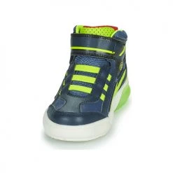 Chaussures Garçon Baskets montantes Geox GRAYJAY Marine / Vert -Baskets mode Soldes 19841187 500 C
