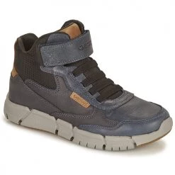 Chaussures Garçon Baskets montantes Geox FLEXYPER Marine / Camel