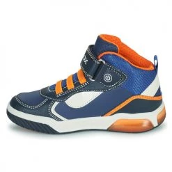 Chaussures Garçon Baskets montantes Geox INEK Marine / Orange -Baskets mode Soldes 19841256 500 D