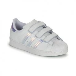 Chaussures Fille Baskets basses adidas Originals SUPERSTAR CF C Blanc / Argent