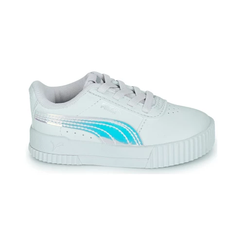 Chaussures Fille Baskets basses Puma Carina Holo AC Inf Blanc / Argenté 2 Chaussures Fille Baskets basses Puma Carina Holo AC Inf Blanc / Argenté – Image 2