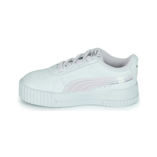 Chaussures Fille Baskets basses Puma Carina Holo AC Inf Blanc / Argenté 4 Chaussures Fille Baskets basses Puma Carina Holo AC Inf Blanc / Argenté – Image 4