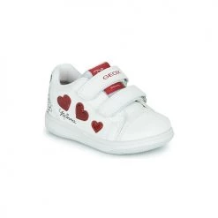 Chaussures Fille Baskets basses Geox B NEW FLICK GIRL Blanc / Rouge