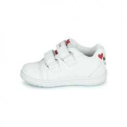 Chaussures Fille Baskets basses Geox B NEW FLICK GIRL Blanc / Rouge -Baskets mode Soldes 21124667 500 D