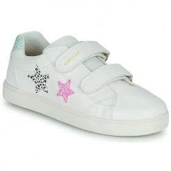 Chaussures Fille Baskets basses Geox J KATHE GIRL Blanc / Rose
