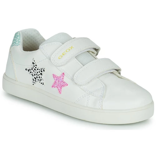 Chaussures Fille Baskets basses Geox J KATHE GIRL Blanc / Rose 1 Chaussures Fille Baskets basses Geox J KATHE GIRL Blanc / Rose