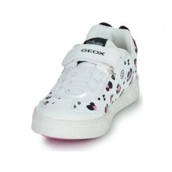 Chaussures Fille Baskets basses Geox J SKYLIN GIRL Blanc / Noir / Rose -Baskets mode Soldes 21124686 500 C