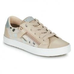 Chaussures Fille Baskets basses Geox JR KILWI GIRL Beige / Argenté