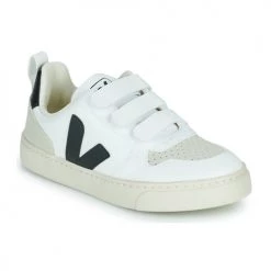 Chaussures Enfant Baskets basses Veja SMALL V-10 VELCRO Blanc / Noir