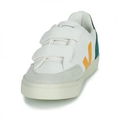 Chaussures Garçon Baskets basses Veja SMALL V-12 VELCRO Blanc / Jaune / Vert -Baskets mode Soldes 21182735 500 C
