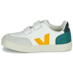 Chaussures Garçon Baskets basses Veja SMALL V-12 VELCRO Blanc / Jaune / Vert -Baskets mode Soldes 21182735 500 D
