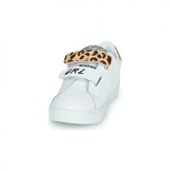 Chaussures Fille Baskets basses Bons baisers de Paname MINI EDITH GRL PWR Blanc / léopard -Baskets mode Soldes 21183171 500 C
