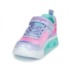 Chaussures Fille Baskets basses Skechers FLUTTER HEART LIGHTS Rose / Bleu -Baskets mode Soldes 21201460 500 C