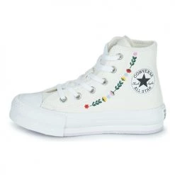 Chaussures Fille Baskets montantes Converse CHUCK TAYLOR ALL STAR EVA LIFT FESTIVAL BRODERIE HI Blanc -Baskets mode Soldes 21246526 500 D