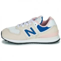 Chaussures Fille Baskets basses New Balance 574 Blanc / Bleu -Baskets mode Soldes 21324125 500 D